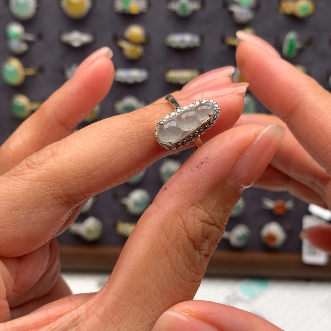 翡翠银S925镶嵌戒指戒指