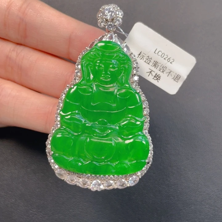 翡翠银S925镶嵌吊坠(不含链)