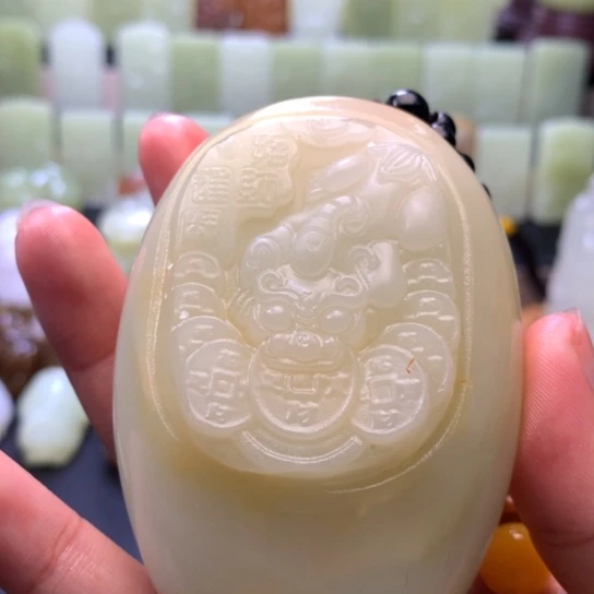 石材方解石手把件