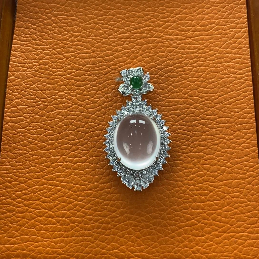 石英质玉吊坠(不含链)银S925镶嵌