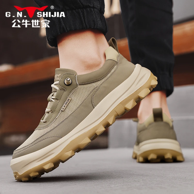 公牛世家阿甘鞋男鞋夏季2025新款网面透气薄款运动鞋跑步休闲网鞋