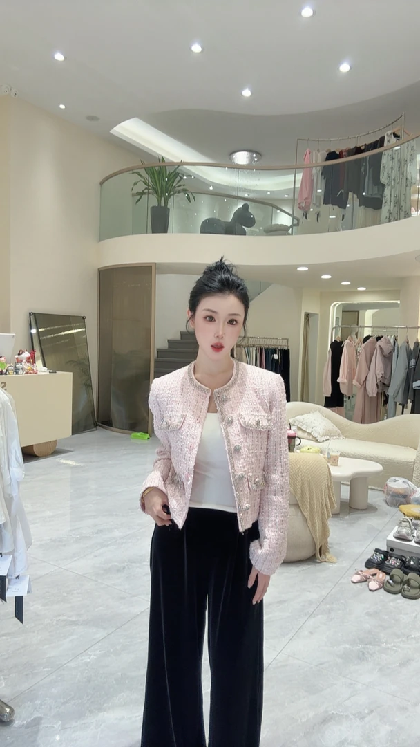 圆点其它春季薄款编织适中短外套蕾丝粗花呢时尚休闲