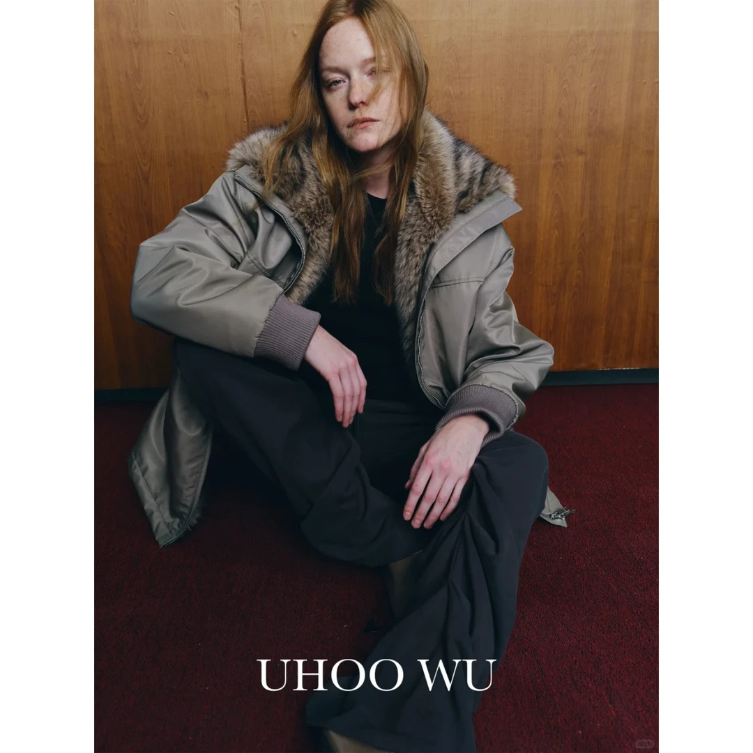 ReneRiva买手店 UHOO WU 毛领环保皮草高领派克服外套