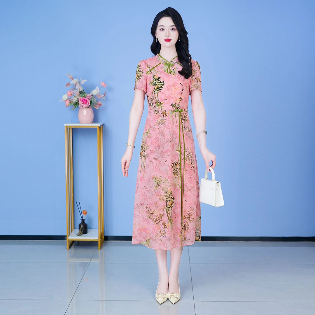 【SJYH1856】2025年夏季新款时尚优雅减龄连衣裙显瘦气质