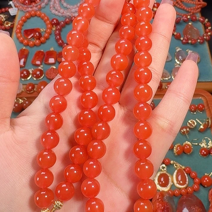 南红玛瑙银S925镶嵌8+