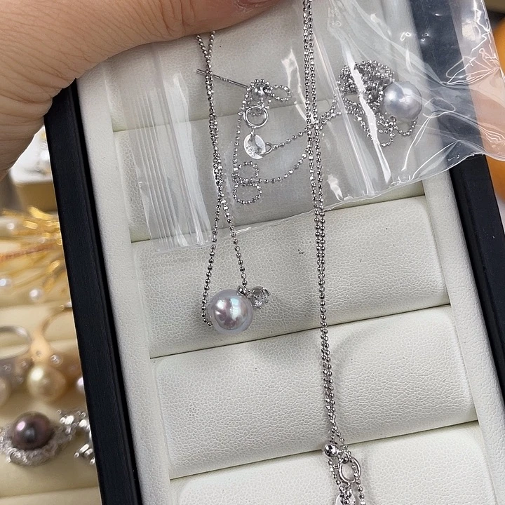海水珍珠银S925镶嵌颈饰随机发