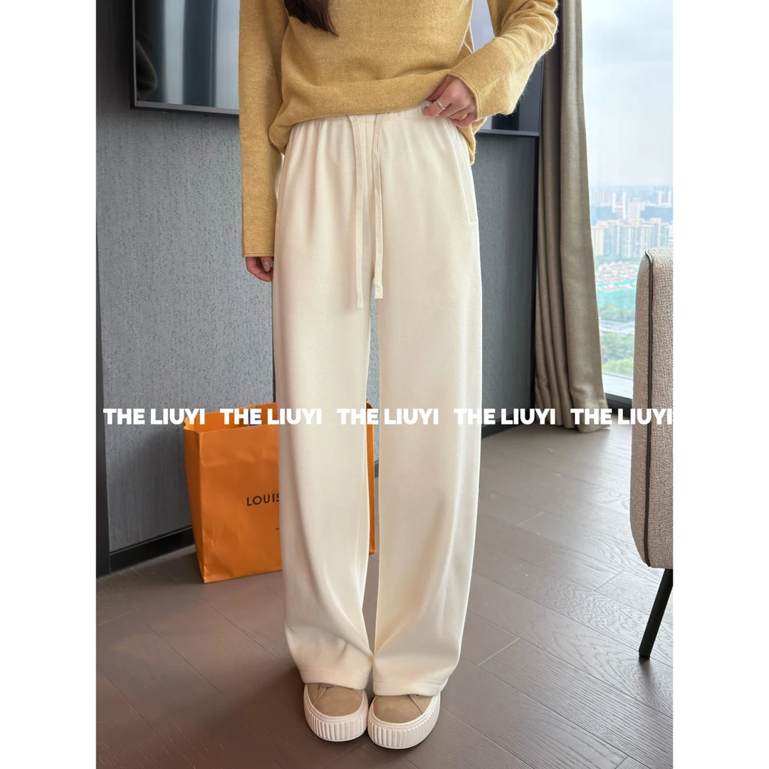 【LIUYI】奶油裤~冬季加厚绒软糯保暖窄版休闲裤511056