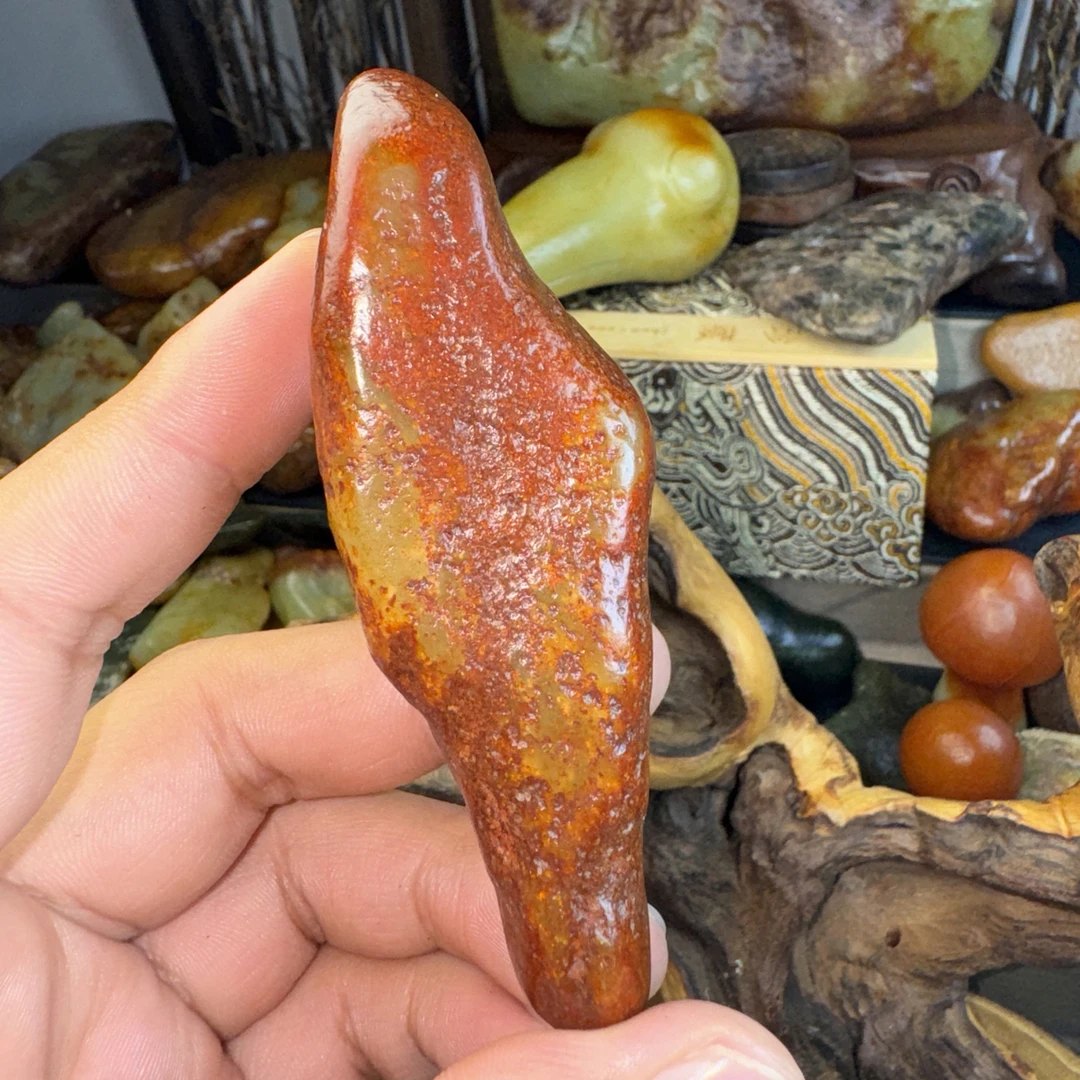 红火燎皮手把件黄白