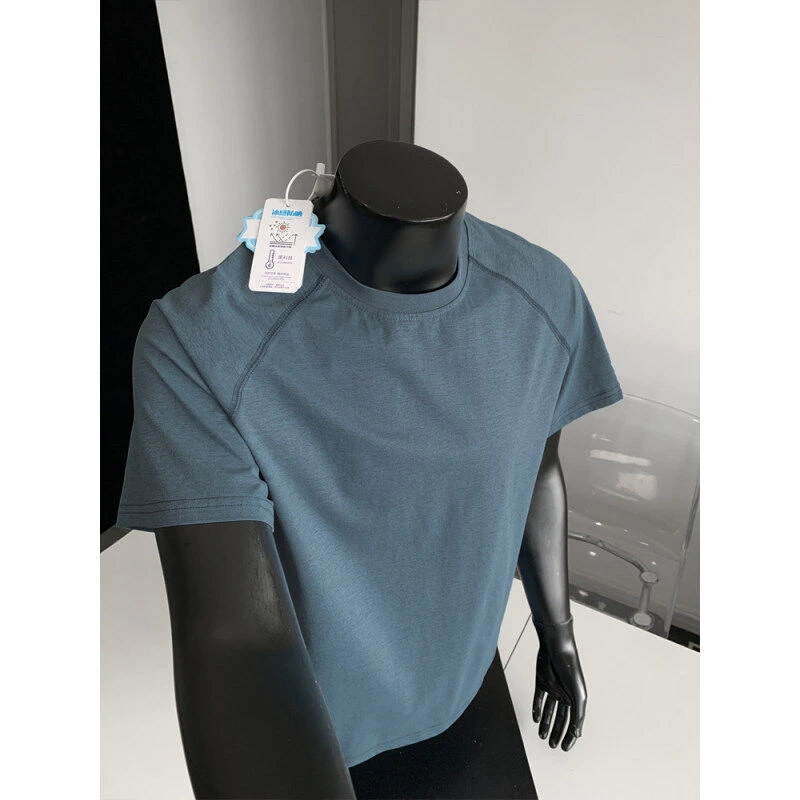 深海蓝速干短袖男夏季薄款冰丝凉感运动t恤户外防晒篮球跑步半袖