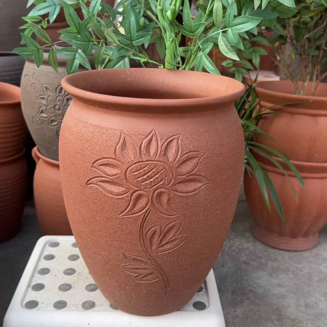 紫砂花盆口25高35宜兴紫砂