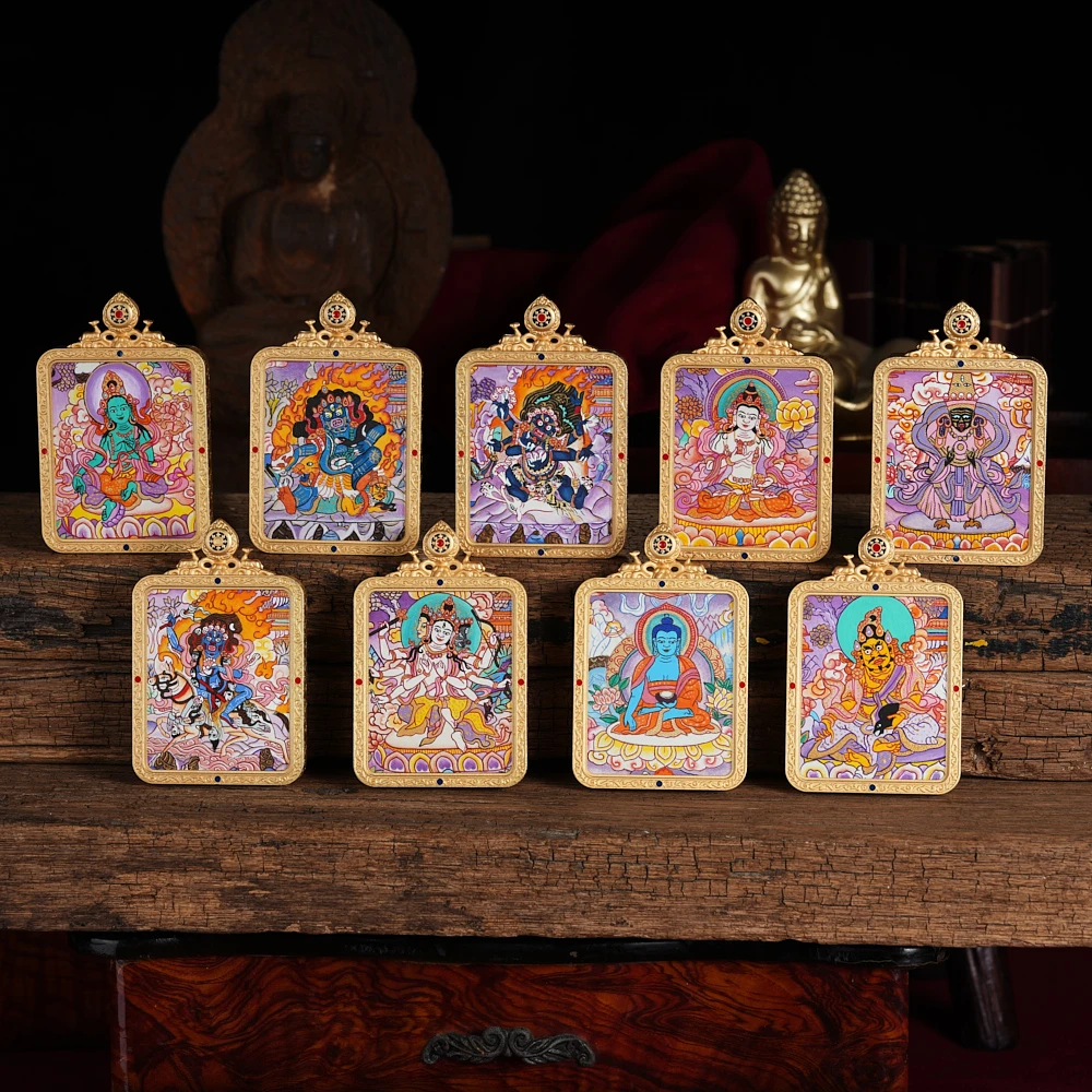 热贡大师手绘·九紫鸿运·彩色粉唐超精品·方唐吊坠（多样性发其一）