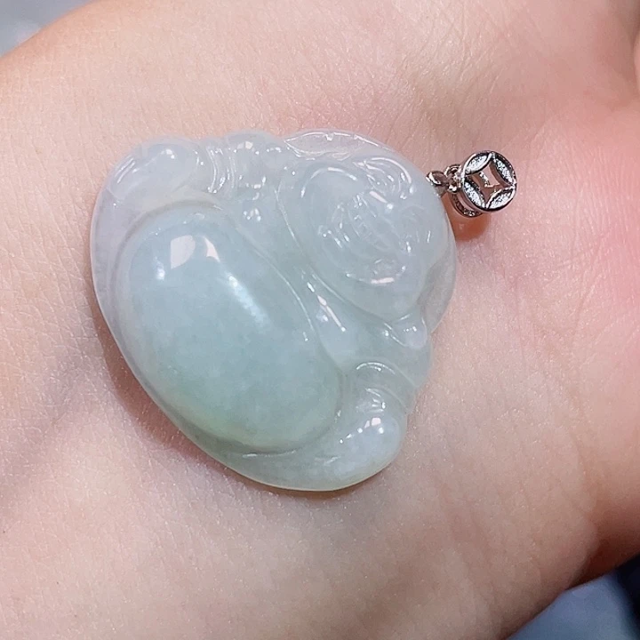 翡翠银S925镶嵌颈饰佛公