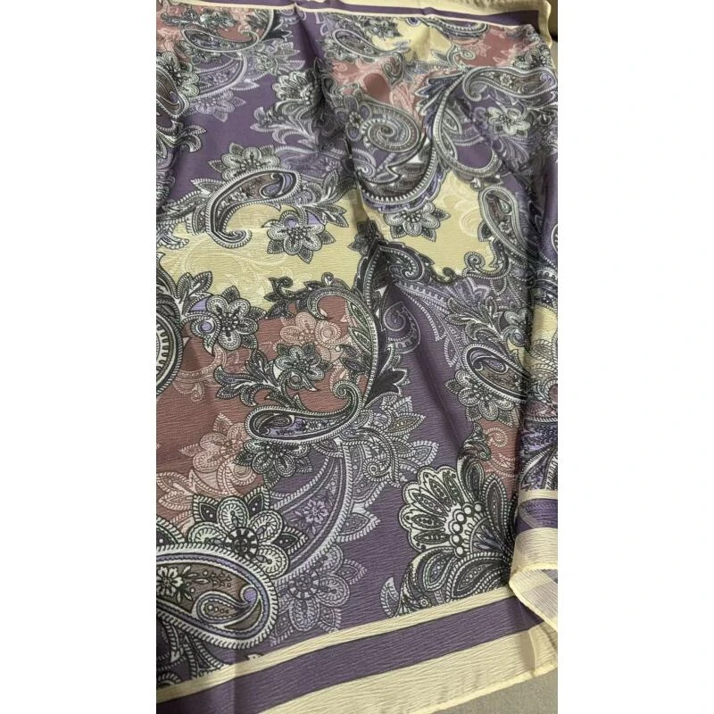 （1020）紫藤腰果夏季新款透气清新淡雅小纱巾70*70