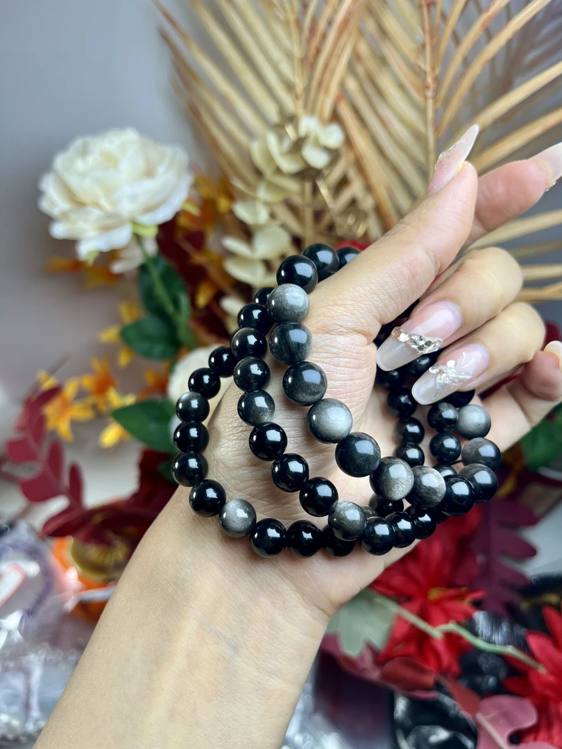 天然银曜石手串守护石百搭款