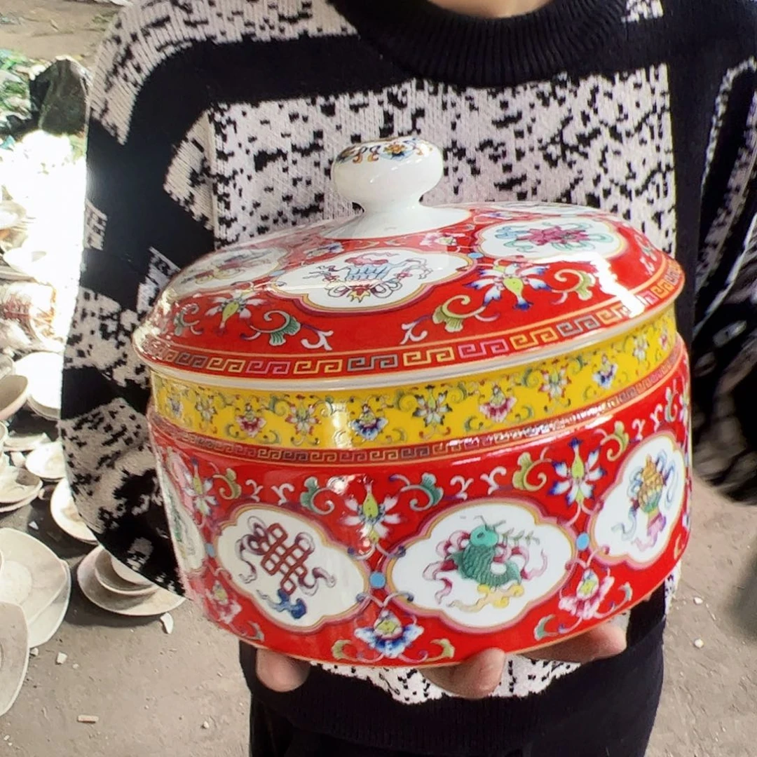 摆件瓷景德镇陶瓷八宝纹罐