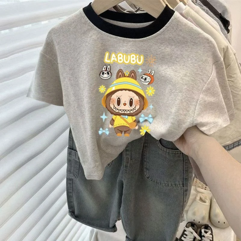 男童卡通短袖T恤夏季拉布布爆款韩国洋气撞色上衣中小儿童打底衫t