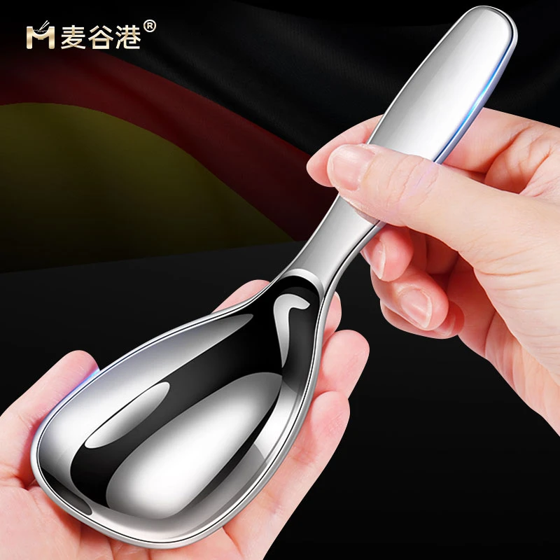 316不锈钢大头分餐勺高颜值吃面嗦粉勺特大螺蛳粉短柄方头大勺子