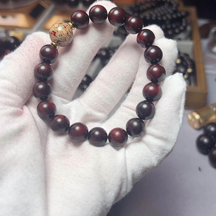 檀香紫檀（小叶紫檀）手串/手链10mm搭配大漆珠