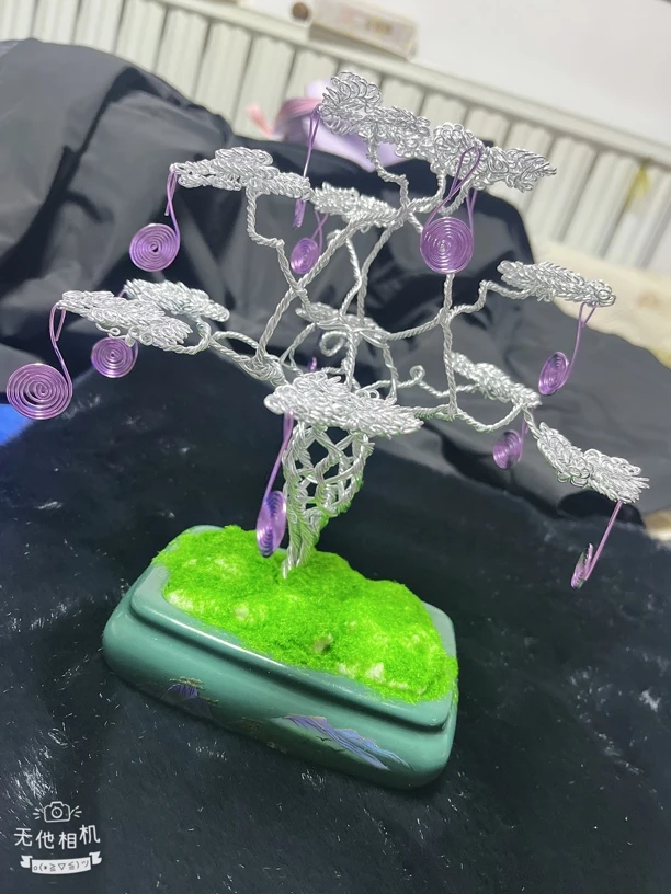 手工摇钱树纯手工发财树编织摆件客厅铝线乔迁开业玄关礼物招财