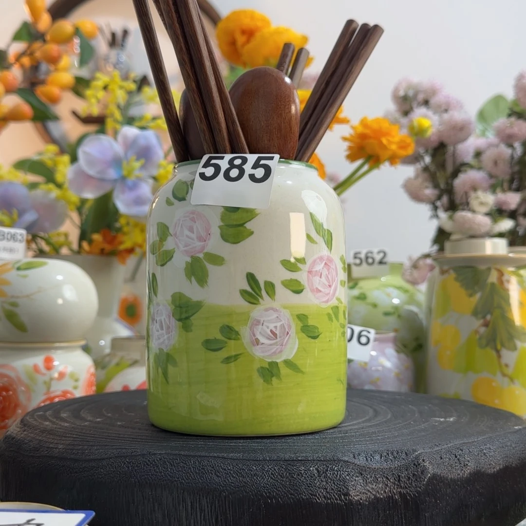 摆件景德镇手作陶瓷花瓶摆件无孔