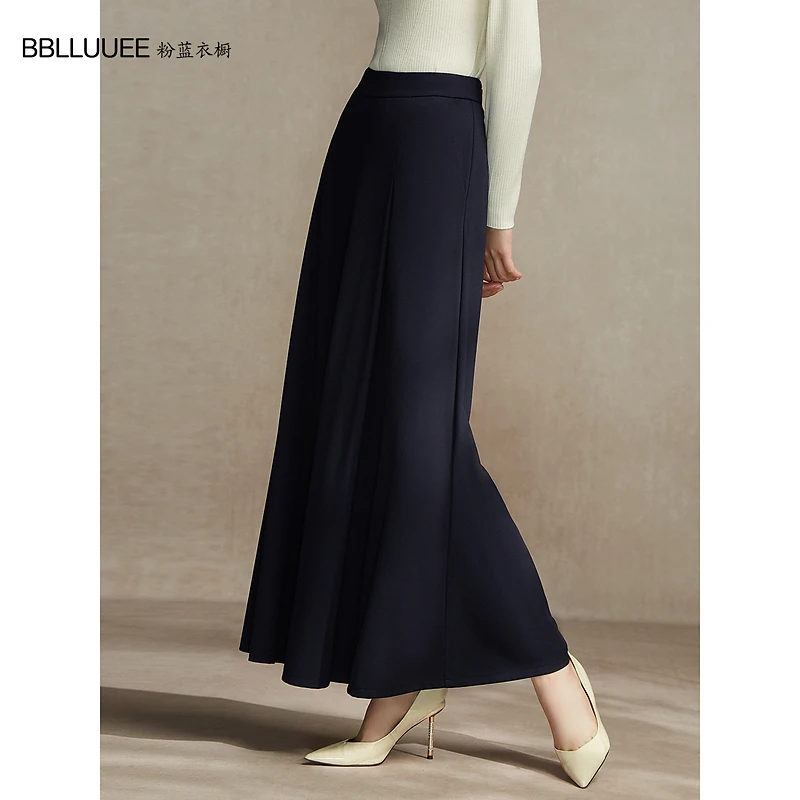 【晨晨精选】BBLLUUEE/粉蓝衣橱大气时尚A廓形直筒裤2025冬款简约针