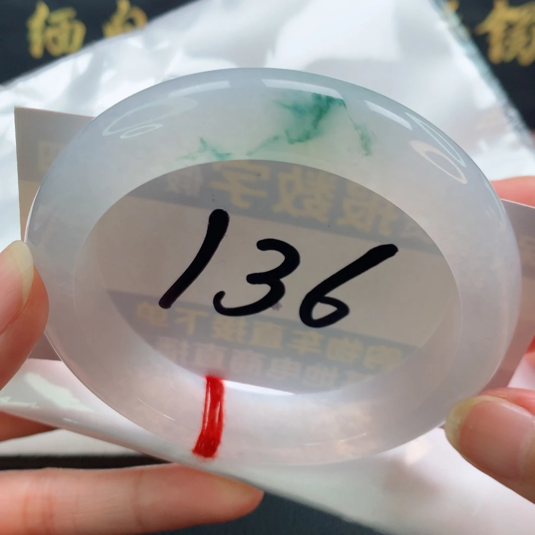 未镶嵌手镯翡翠正圈冰胶纯飘花60.7