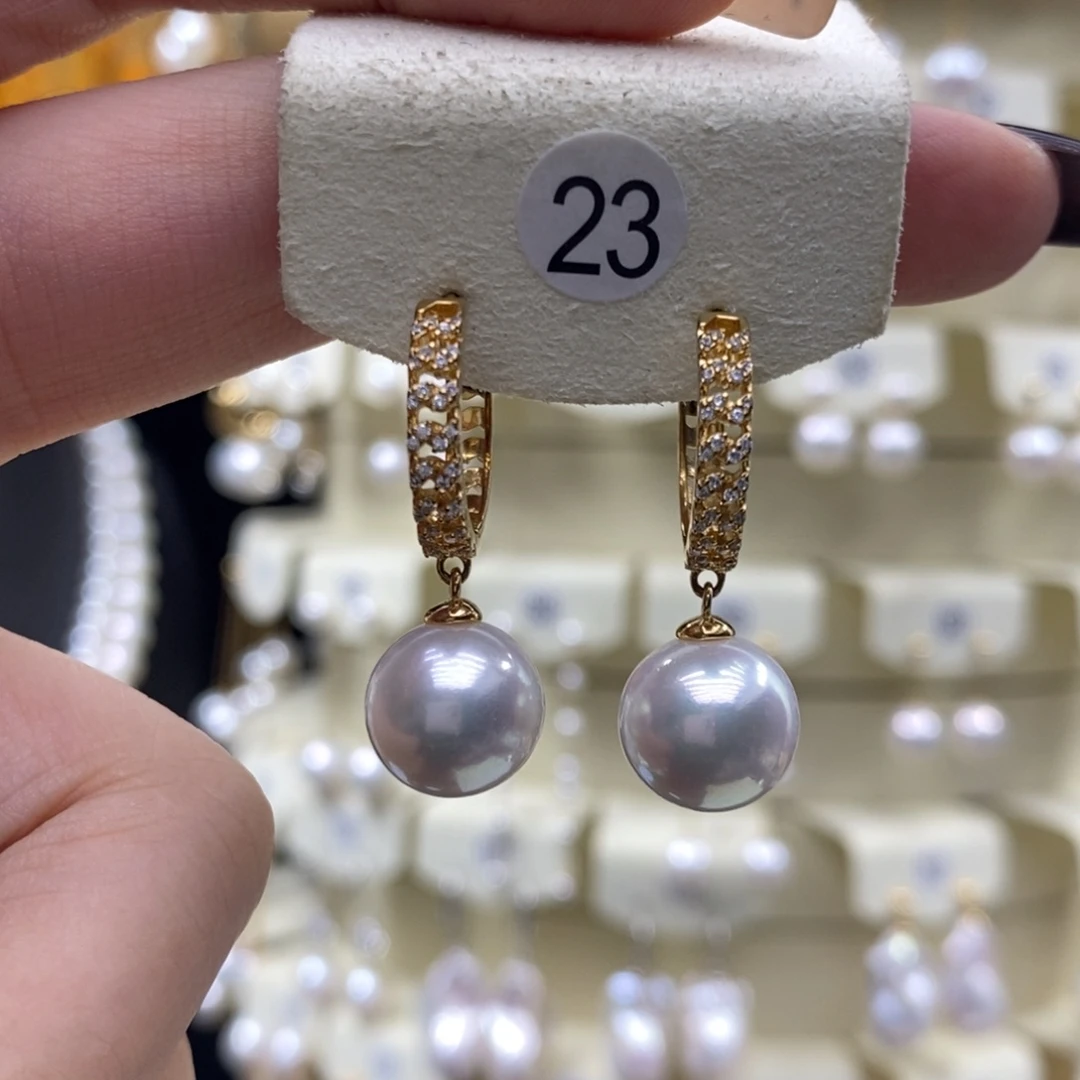淡水珍珠耳饰银S925镶嵌