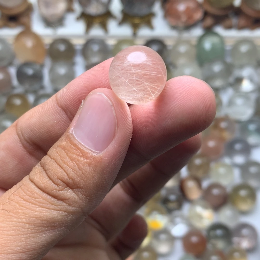 光***星水晶珠宝半成品未镶嵌兔毛球