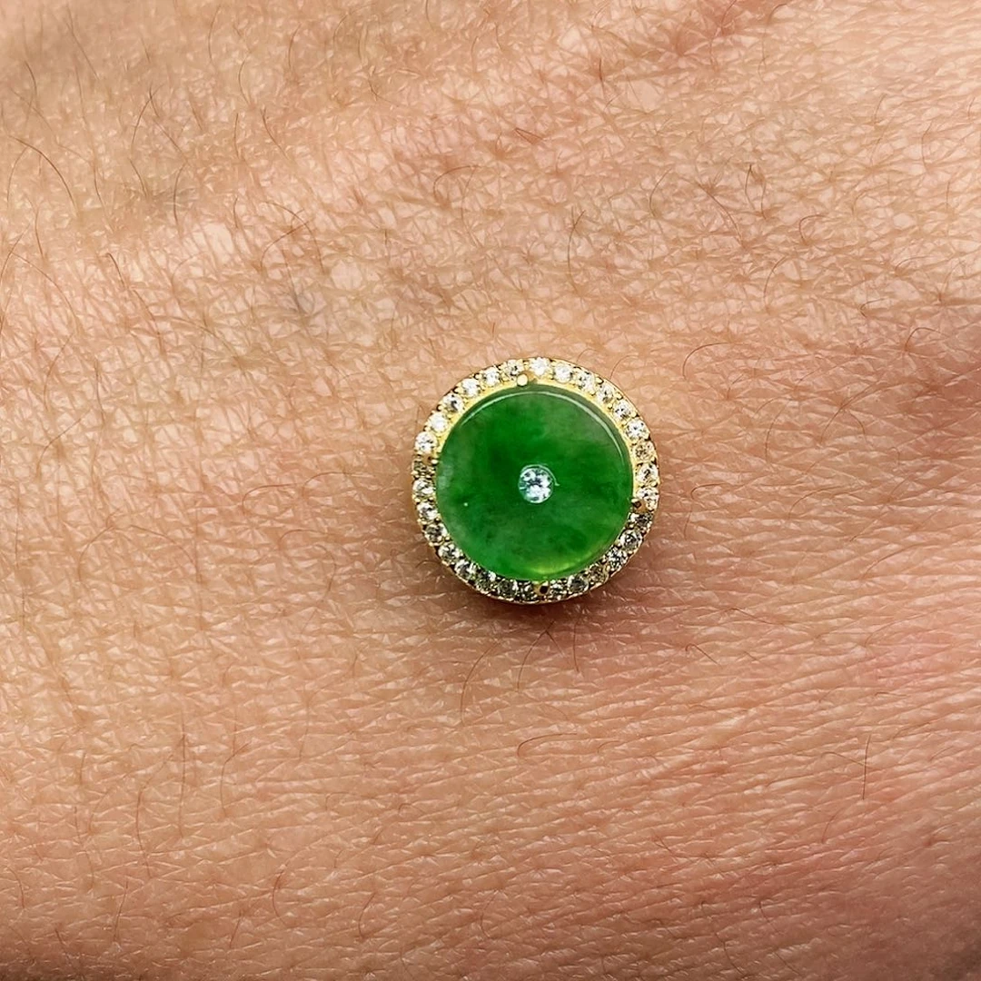 翡翠颈饰银S925镶嵌祖****朵平安扣