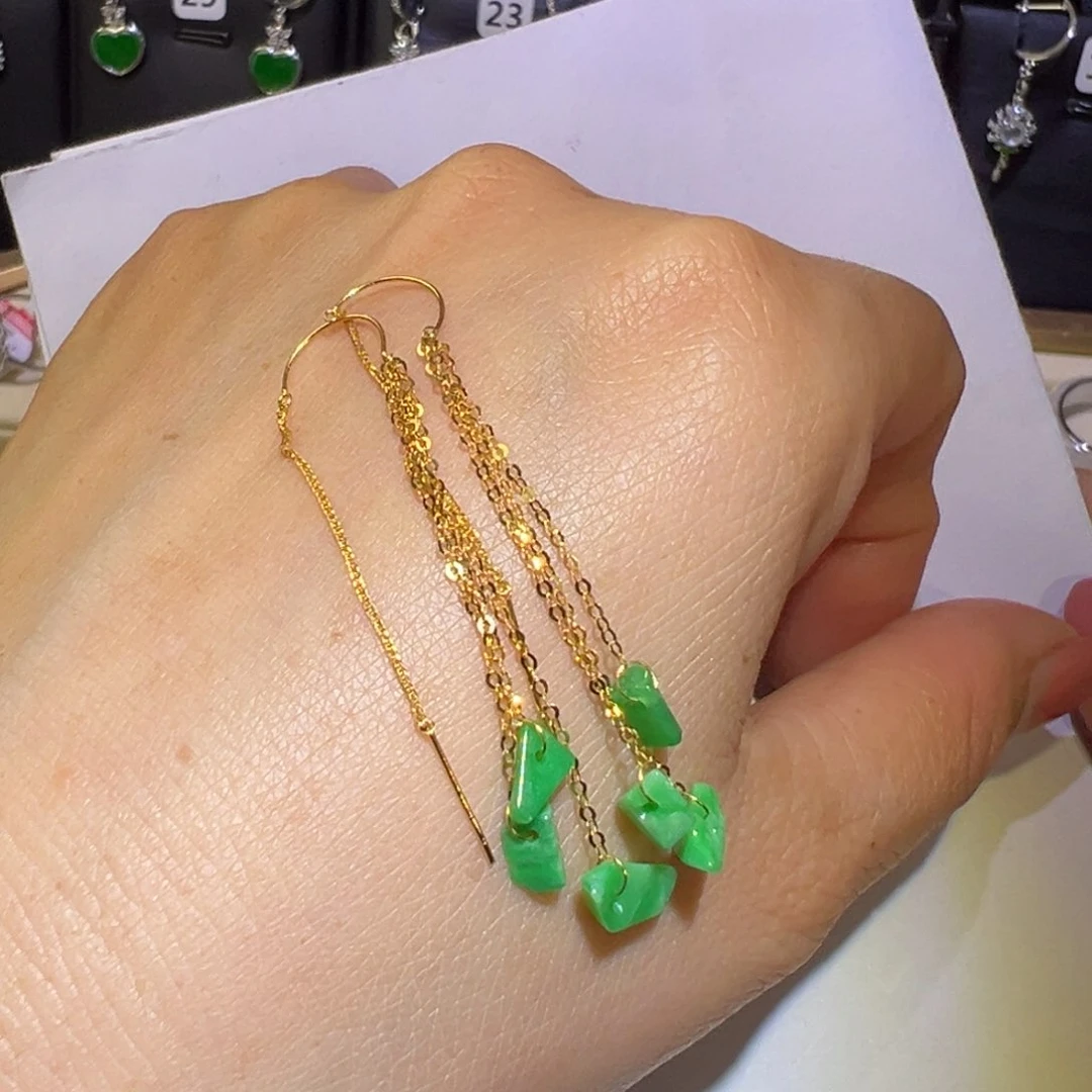 翡翠颈饰18K金镶嵌耳环