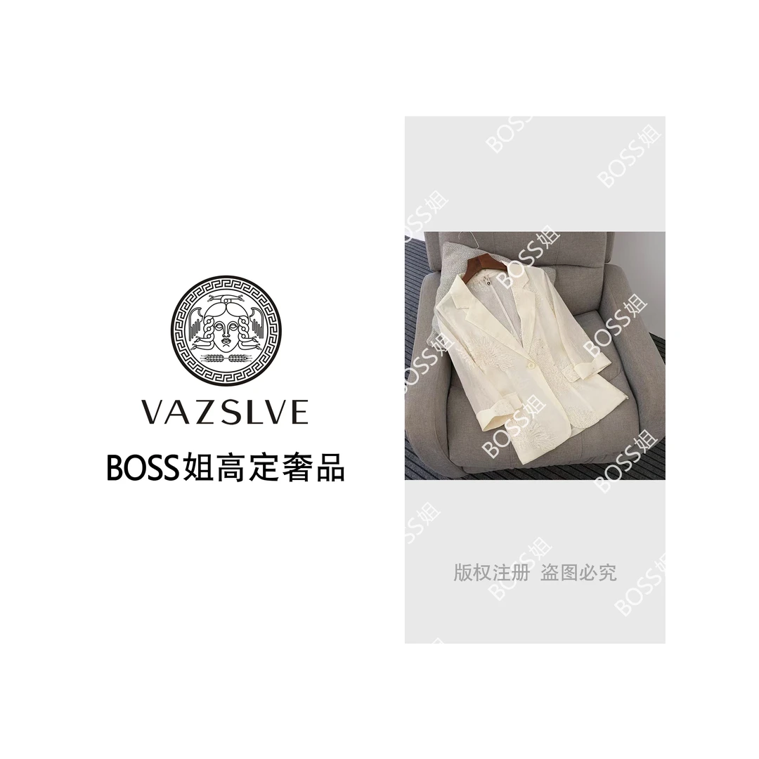 【VAZSLVE/原创设计】夏季刺绣花纹气质轻奢西装外套2576