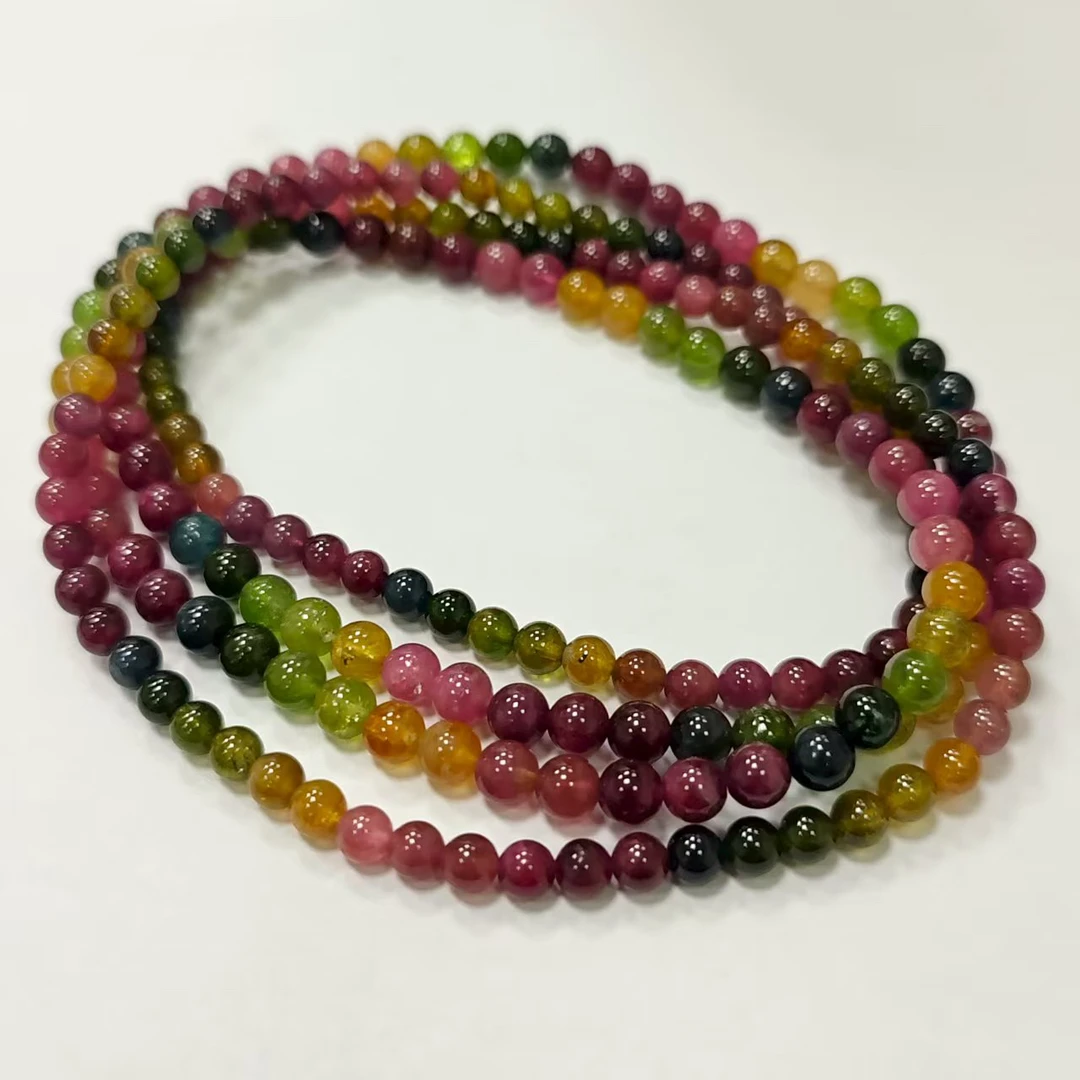 【书记甄选】天然碧玺三圈手链 多样性发一件 约5mm 187XL