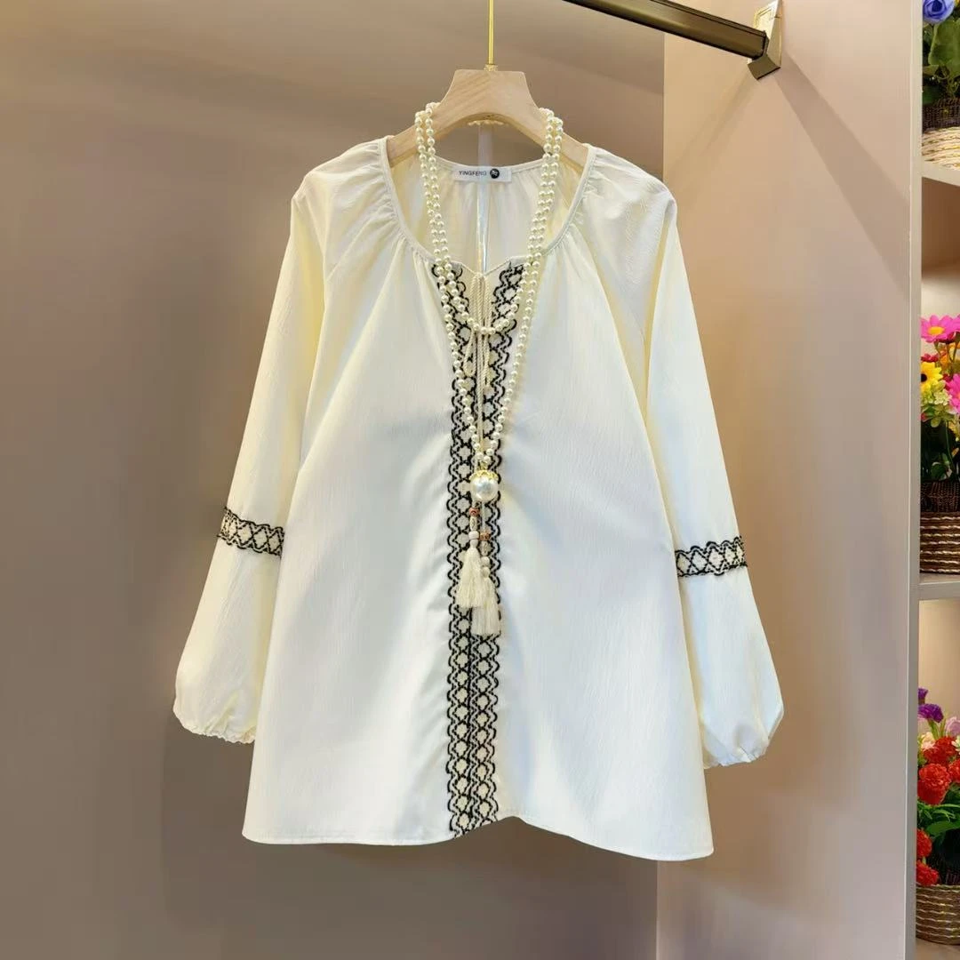 时尚系带流苏气质拼接小众百搭超火小衫衣长72左右