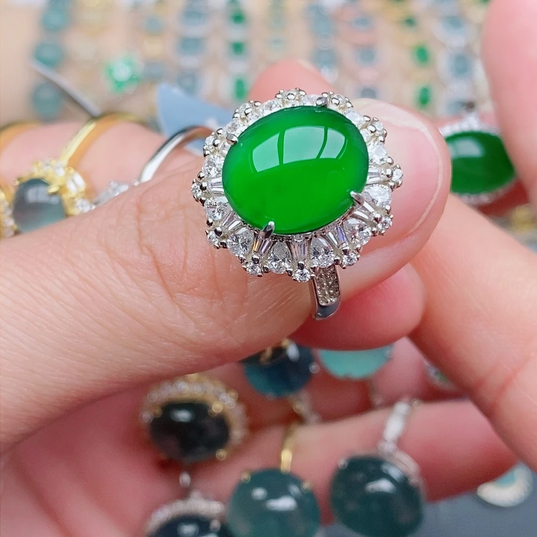 银S925镶嵌戒指翡翠