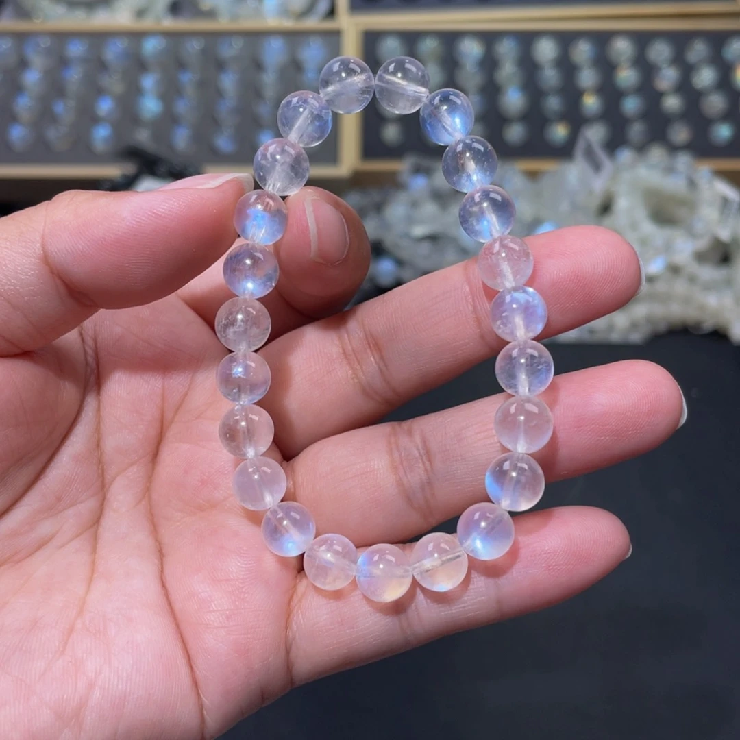 手链未镶嵌长石钱**！蓝月光手链8mm
