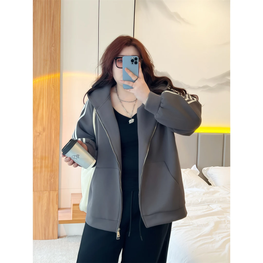 【晓晓家】港风女孩 / 休闲韩版空气层卫衣外套13264花契胖mm200斤