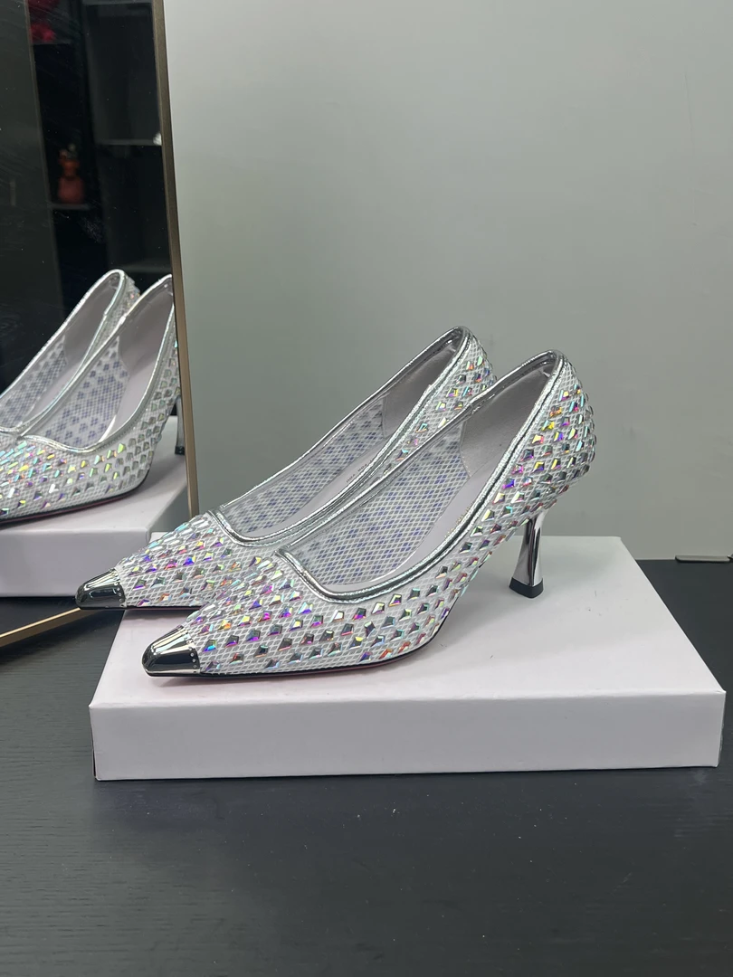 （8厘米）2350-6银色细跟高跟鞋