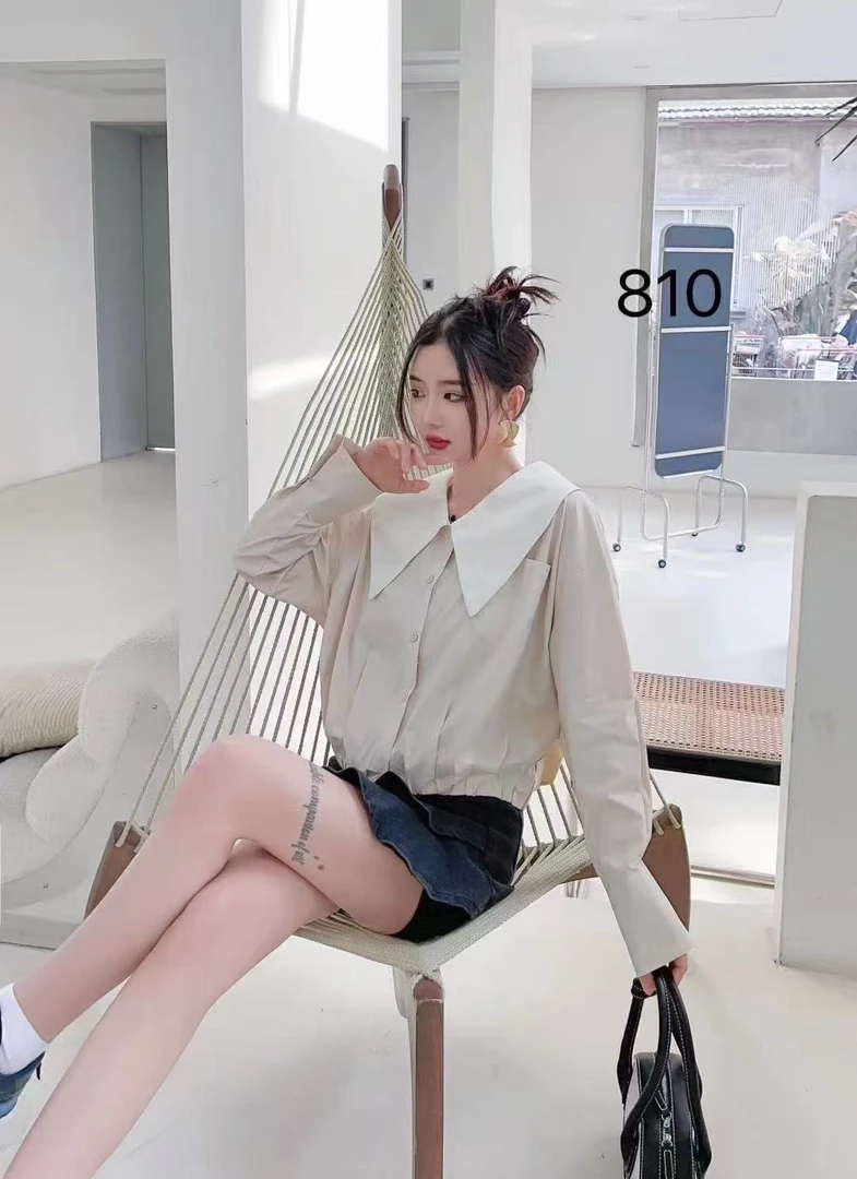 新款翻领百搭减龄衬衣810