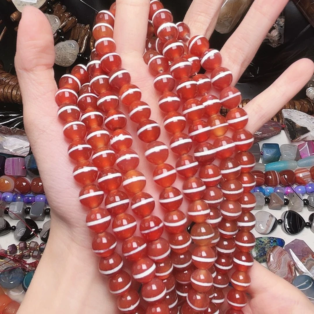 玛瑙/玉髓合金珠宝半成品u402。小丑鱼玛瑙圆珠一条10mm