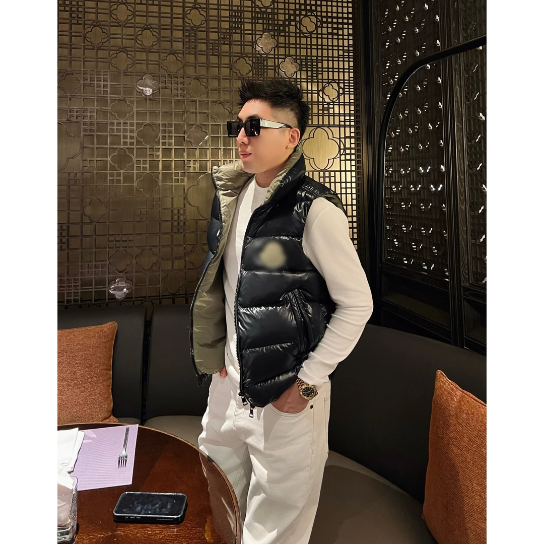 【绿胖子】痞帅男装90白鸭绒立领马甲百搭保暖羽绒坎肩外套李查德