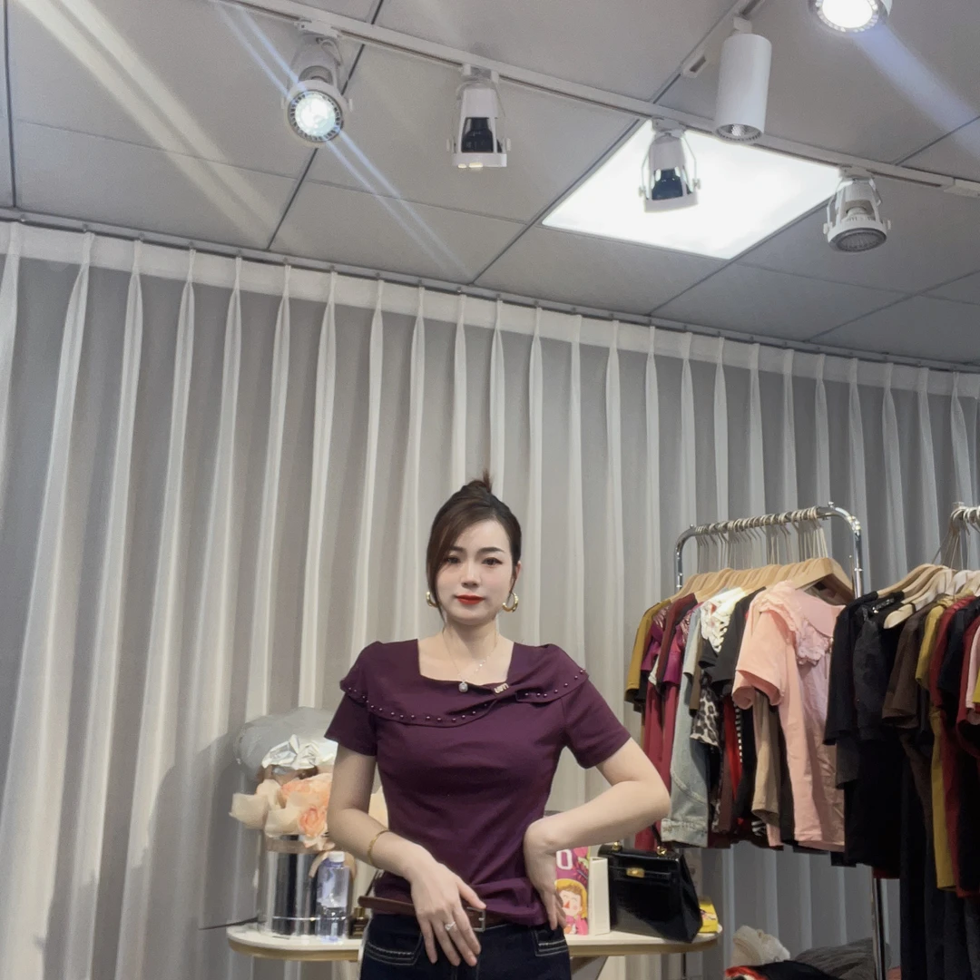 大美小美 微胖MM一字肩蝴蝶结T恤纯色女士蕾丝上衣