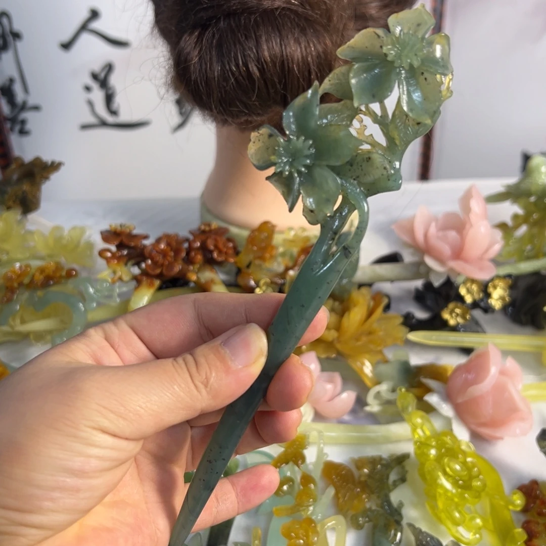 蛇纹石玉未镶嵌发饰