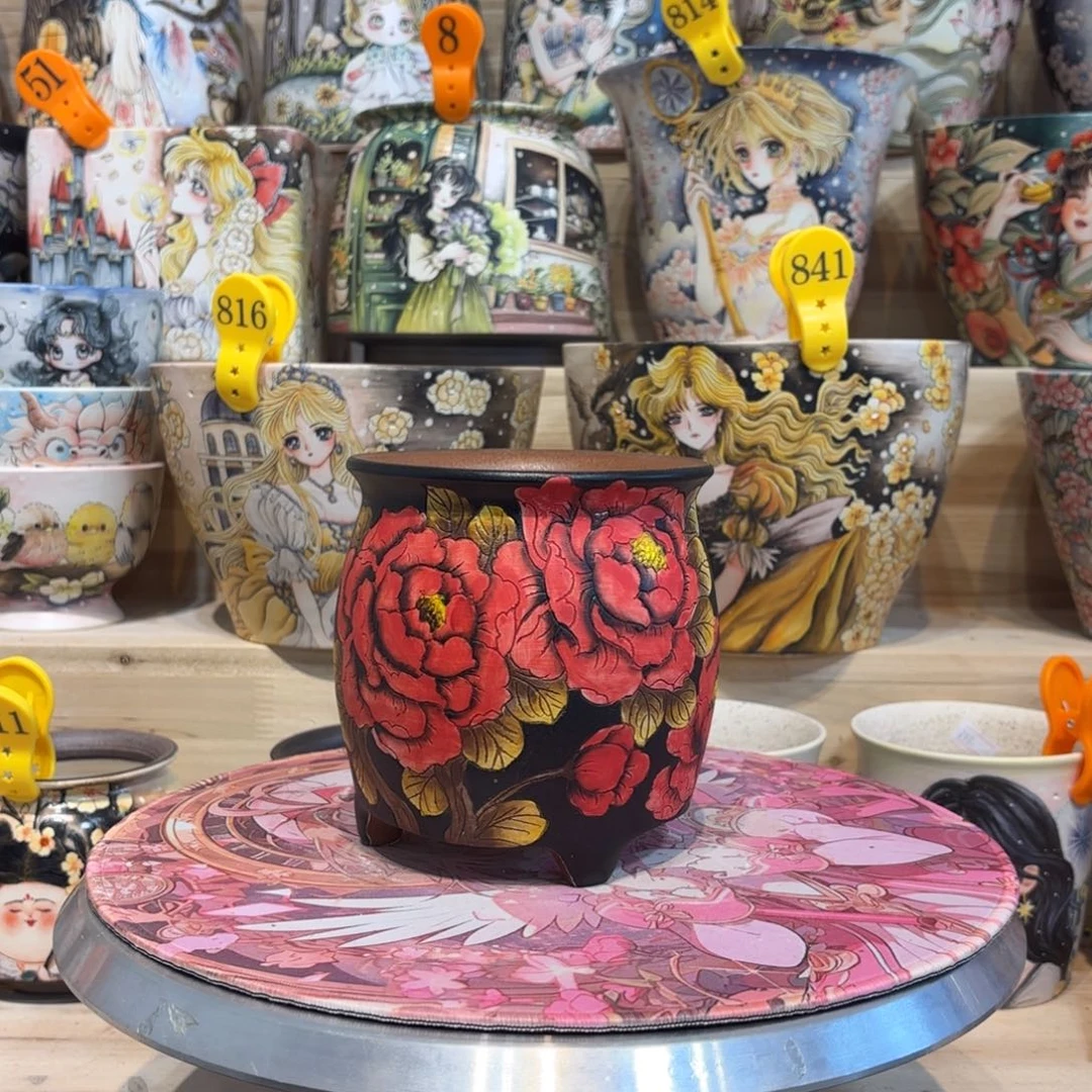 紫砂花盆景德镇手绘花盆陶瓷11/13