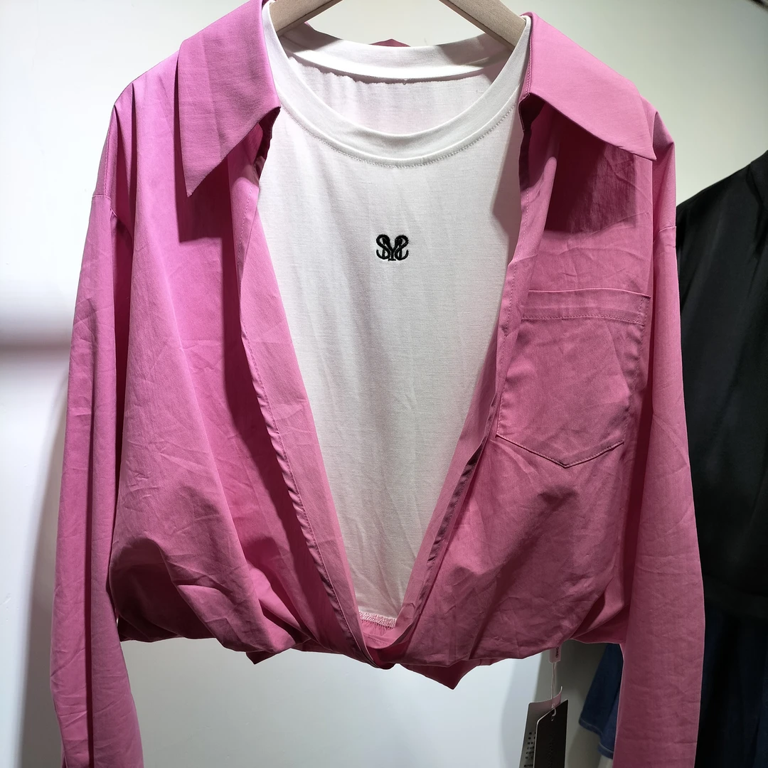 冷淡风粉色衬衫上衣设计感小众女装春夏百搭