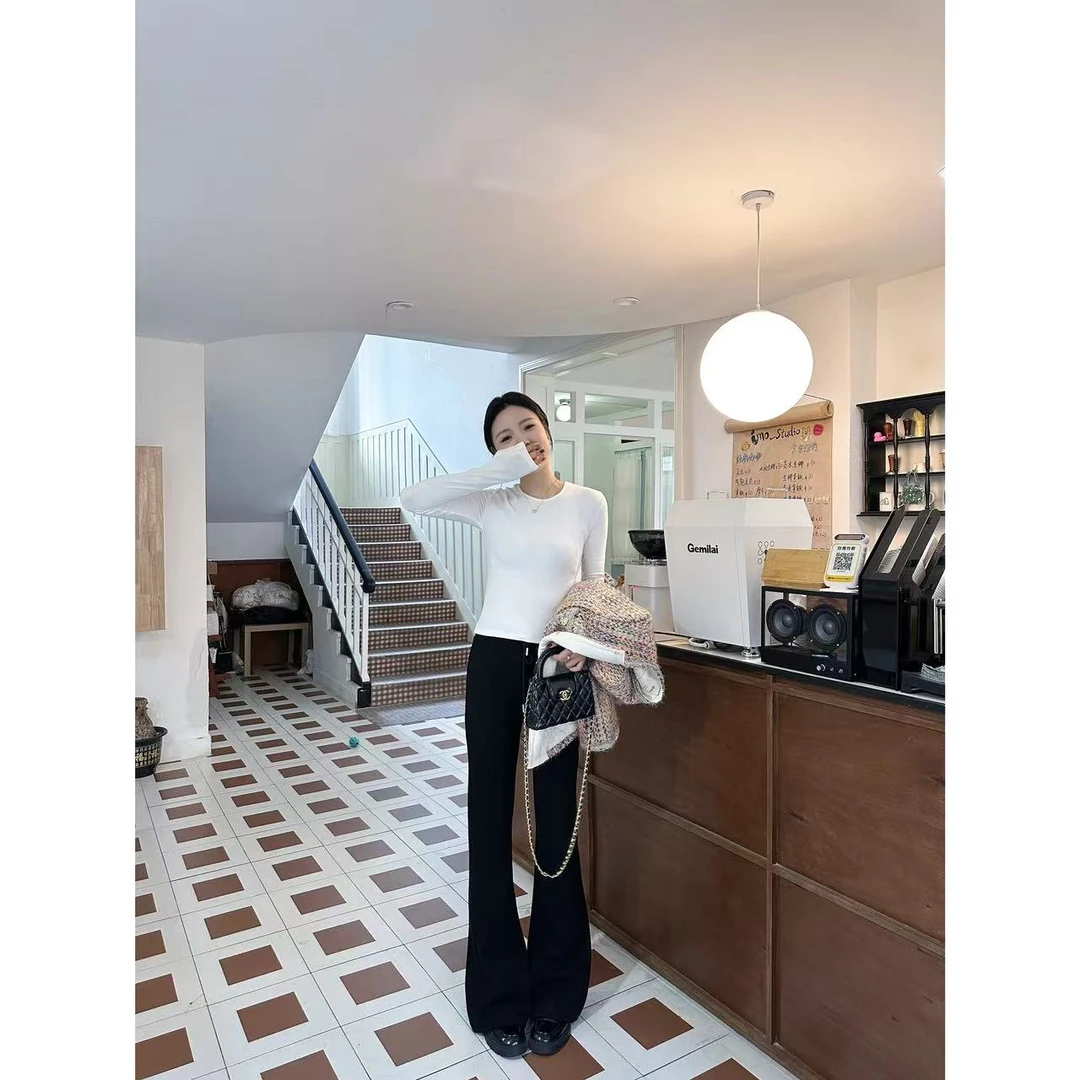 【瘦瘦t】 加长针织长袖修身显瘦内搭打底衫圆领上衣 25194