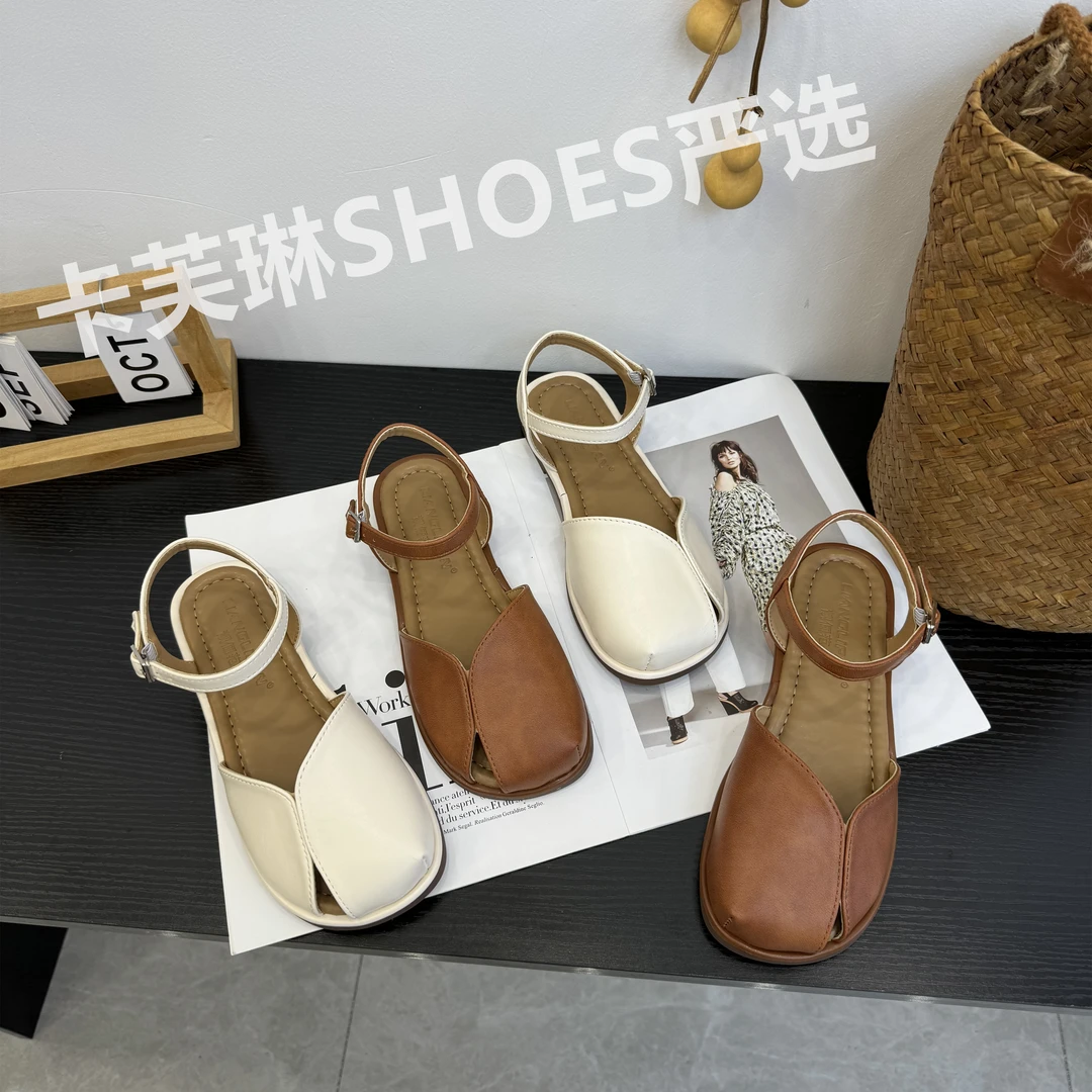 【卡芙琳shoes】平底包头凉鞋女新款夏季法式韩版仙女风休闲罗马鞋