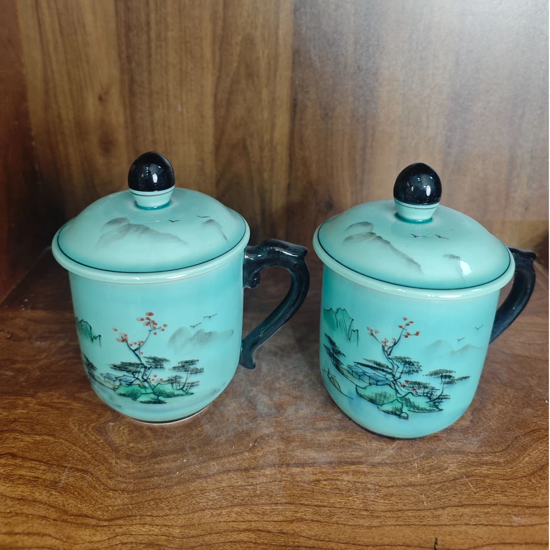 B682景德镇制陶瓷办公杯一对