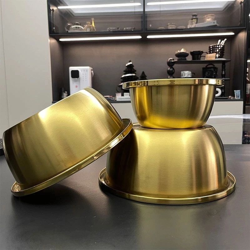 【20+22+24】金色盆304不锈钢盆加厚盆子厨房家用金色聚宝盆