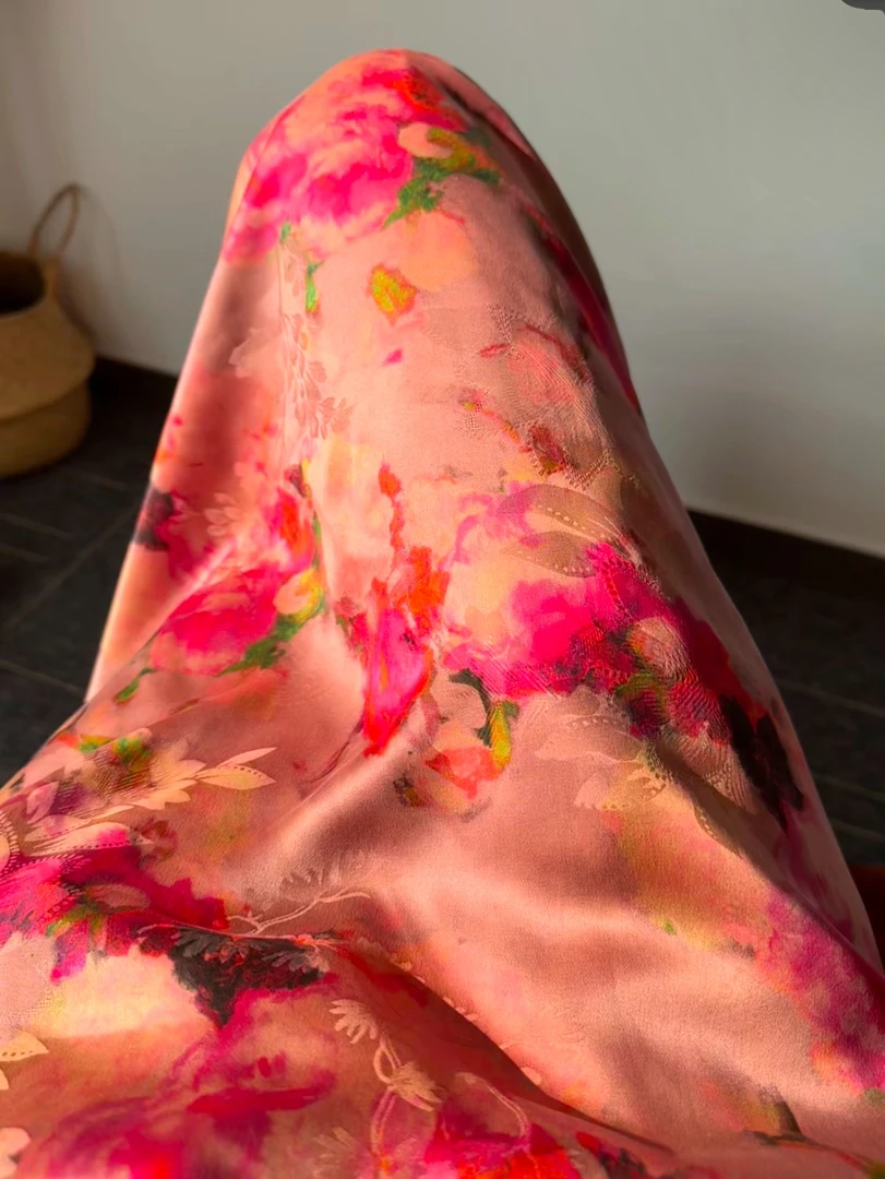 福利款【粉月季】28姆米花萝红云纱158/米现货发（无退换）