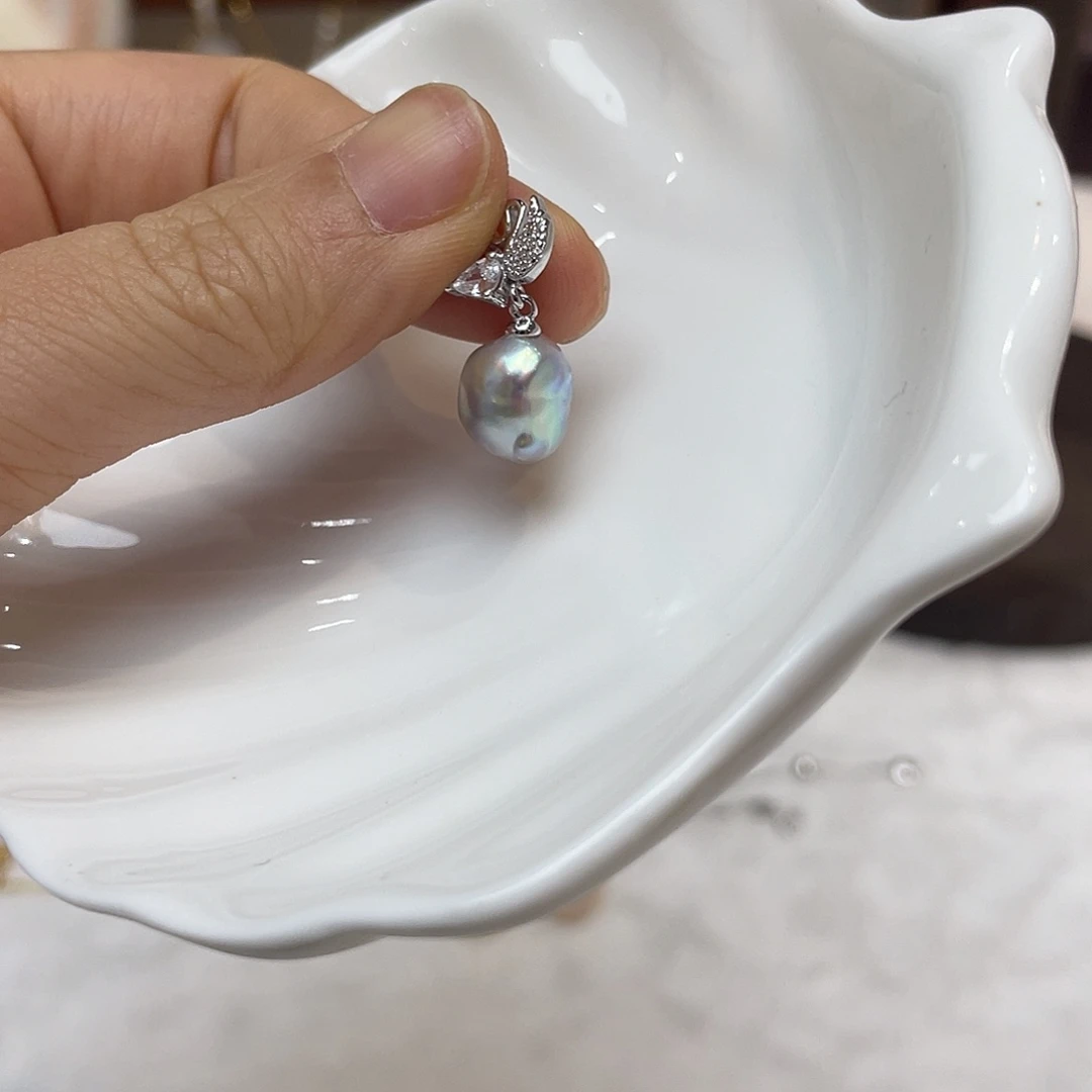 海水珍珠银S925镶嵌吊坠(不含链)